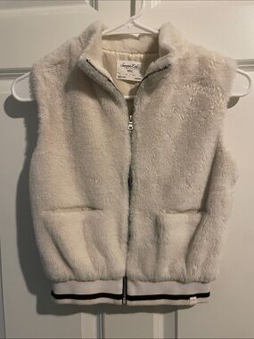 Girls Cream Faux Fur Zip-Up Vest